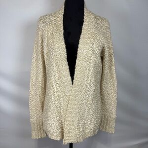 CYRUS Chunky Knit Open Sweater Cardigan Medium Cotton Blend Cream/beige